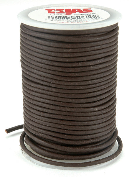 Round Leather Lace Brown Spool - 2mm x 25 Yards