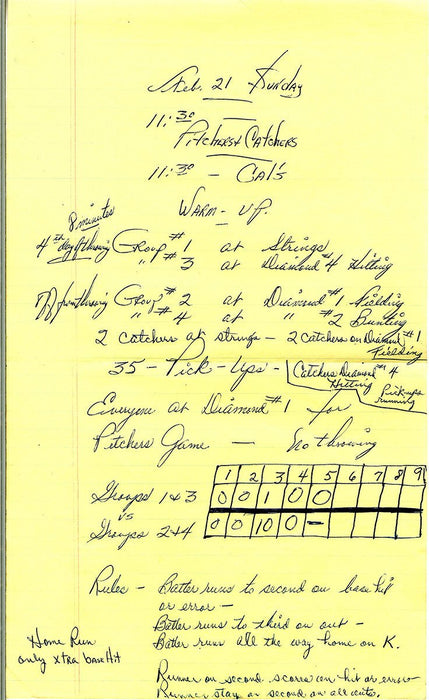 Gil Hodges Spring Training Notes (One Day)