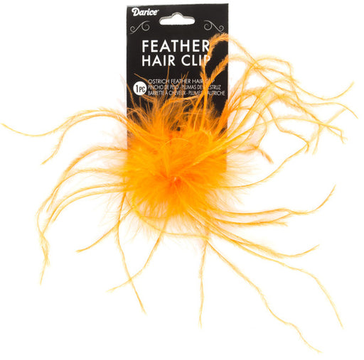 Ostrich Feather Hair Clip, Orange