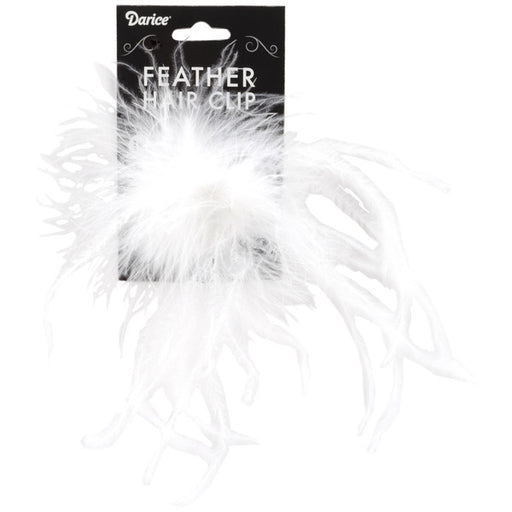 Ostrich Feather Hair Clip, White