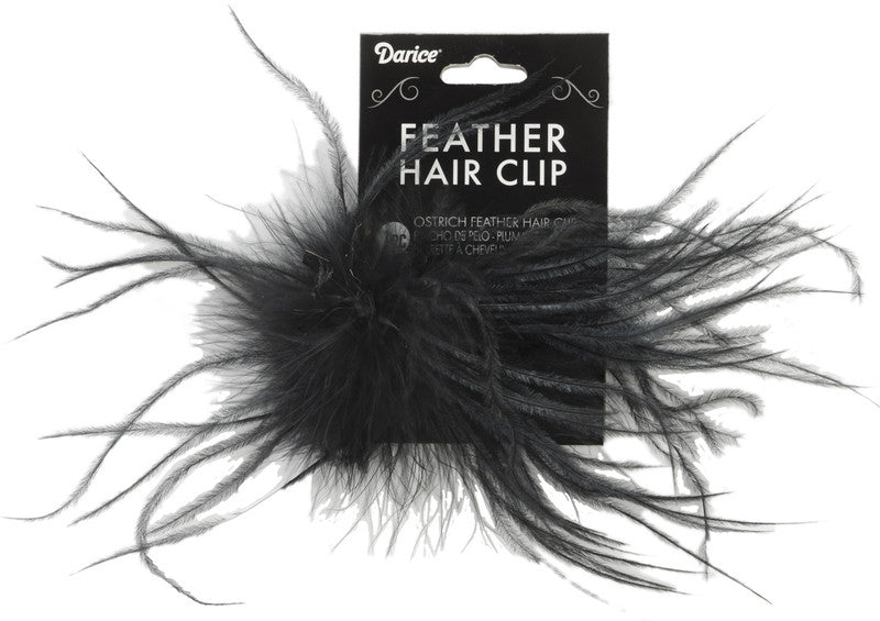 Ostrich Feather Hair Clip, Black