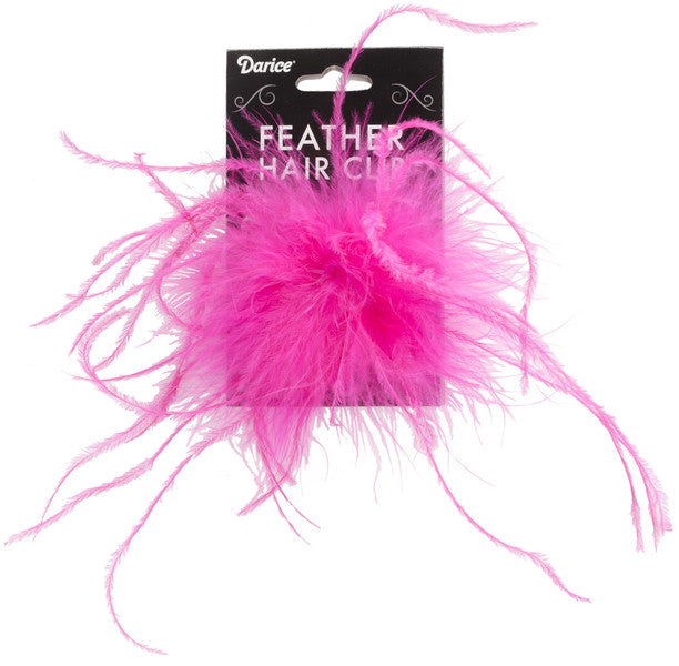 Ostrich Feather Hair Clip, Hot Pink