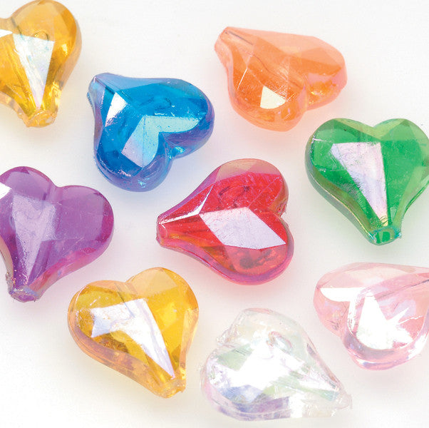 Faceted Heart Beads-Multi Color