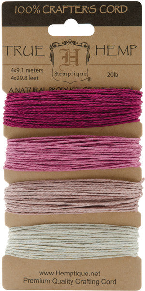 Hemp Cord 20# 30 Feet/Pkg-Ruby