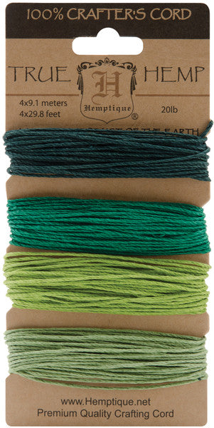 Hemp Cord 20# 30 Feet/Pkg-Emerald