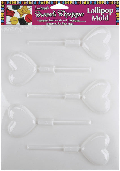 Sweet Shoppe 5 Cavity Heart Lollipop Molds