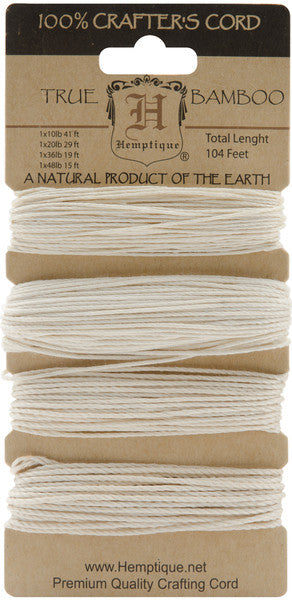 Bamboo Cord Assortment 104 Feet/Pkg-Natural