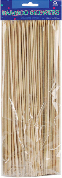 Natural Bamboo Skewers 100 Piece Set - 12"