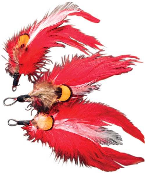 Natural Feather Picks 3/Pkg-4-1/2" Red/White