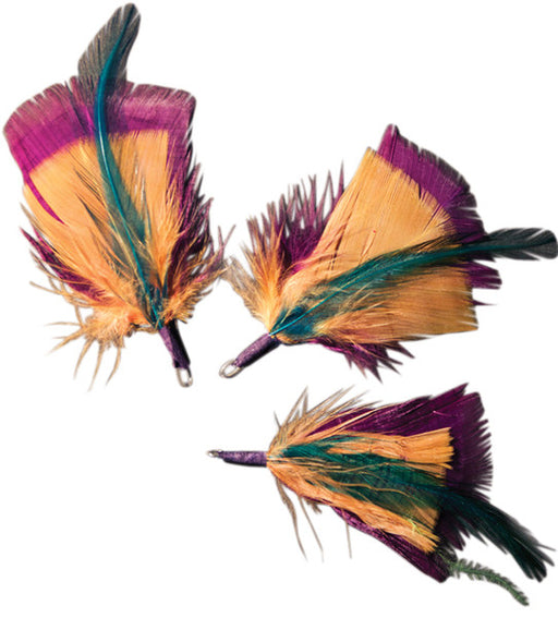 Natural Feather Picks 3/Pkg-3" Teal/Gold/Deep Plum