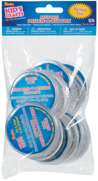 Clear Plastic Design-A-Button 12 Piece Set - 2.5"