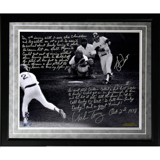 Bucky Dent & Mike Torrez Facsimile 1978 Walk-Off Home Run Framed Metallic 16x20 Story Photo