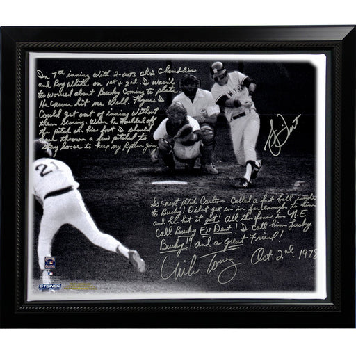 Bucky Dent & Mike Torrez Facsimile 1978 Walk-Off Home Run Story Stretched Framed 22x26 Story Canvas