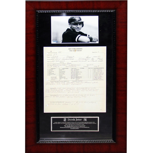 Derek Jeter 13x23 Framed Scouting Report Collage with BW Photo