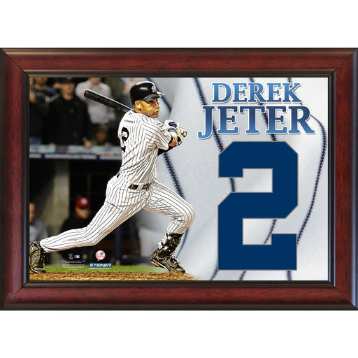 Derek Jeter 2 Jeter Number Framed 11x14 Collage (Actual Cloth Number)