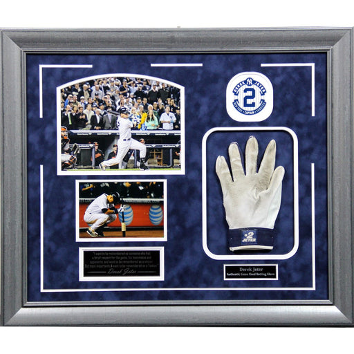 Derek Jeter Game Used Batting Glove w Final 2014 Home Game Images 20x24 Framed Collage - BW212-1106