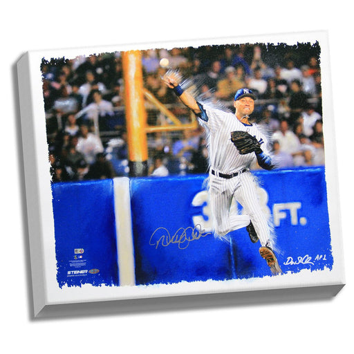 Derek Jeter Signed Jump Throw 22x26 Canvas Hand Painted by Dan St. Clair