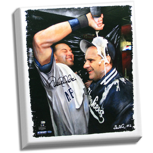 Derek Jeter Signed Pouring Champagne on Joe Torre 22x26 Canvas Hand Painted by Dan St. Clair