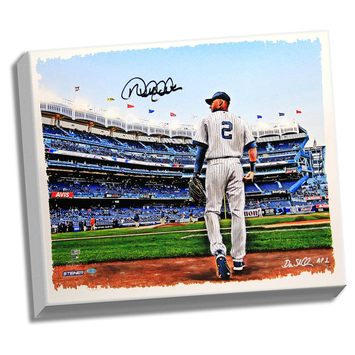 Derek Jeter Signed Walking On Field 22x26 Canvas Hand Painted by Dan St. Clair