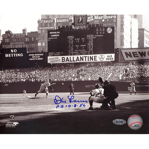 Don Larsen First Pitch BW Horizontal 8x10 Photo w PG 10-8-56 Insc. (MLB Auth)