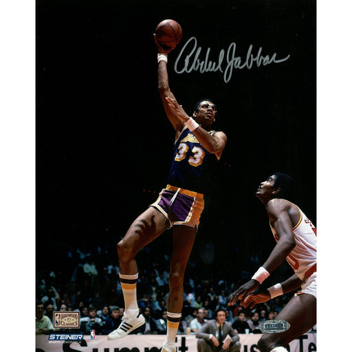 Kareem Abdul Jabbar Autographed Hook Shot 8x10 Photo (Getty 1478988)