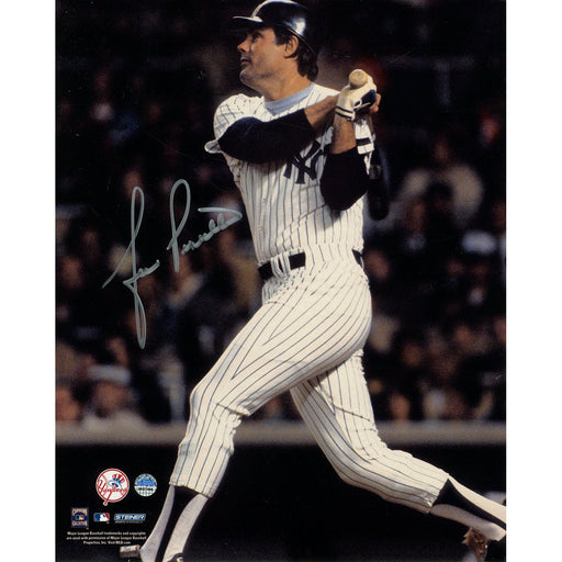 Lou Piniella Signed Yankees Home Jersey Swing Vertical 8x10 Photo