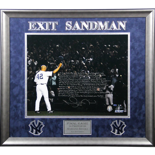 Mariano Rivera Signed & Inscribed Final Game Tipping Cap 20x24 Story Photo (LE42) Elite Framed