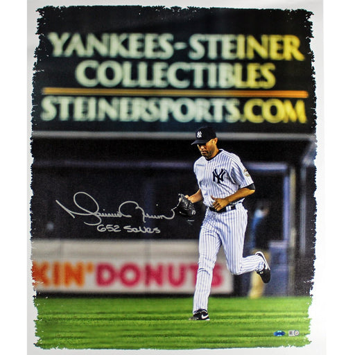 Mariano Rivera Signed Entering the Game Yankee-Steiner Collectibles Ad in the back ground 20x24 Canvas w 652 Saves Insc. (MLB Au