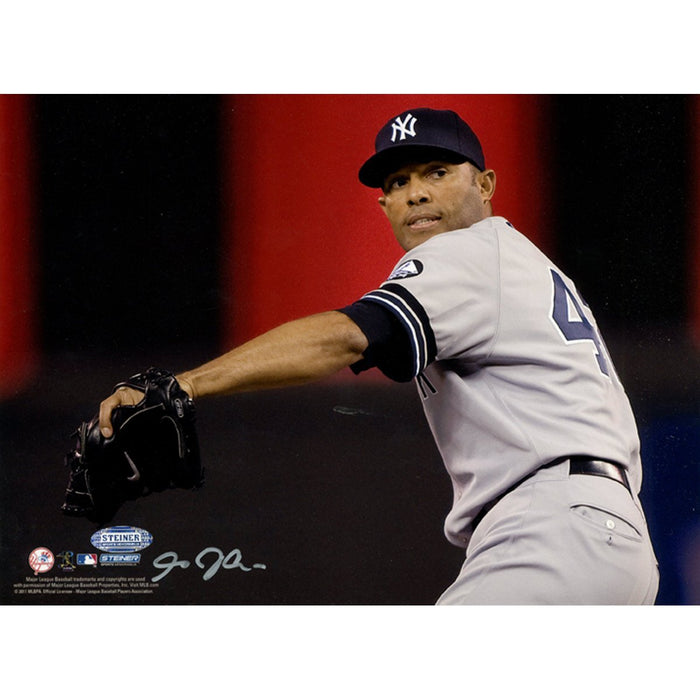 Mariano Rivera Wind Up Yankees Grey Jersey Horizontal 8x10 Photo(Signed by Anthony Causi)