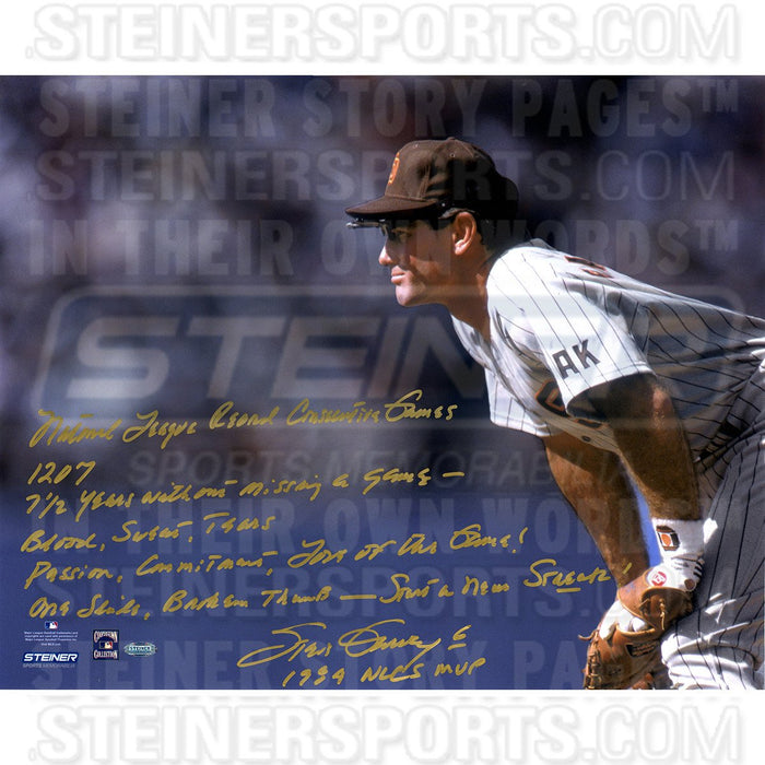 Steve Garvey San Diego Padres Stands Ready 16x20 Story Photo w1984 NLCS MVP Insc. (Signed in Gold)