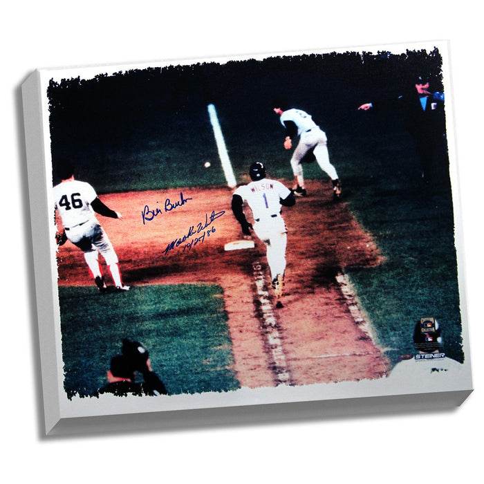 Bill Buckner Mookie Wilson Dual Signed 22x26 Canvas w102586Insc.