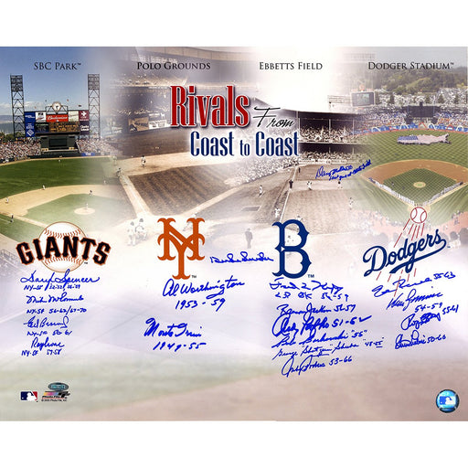 Dodgers-Giants Rivalry Multi-Signed 16x20 Photo (18 Signatures) Snider Irvin Podres Zimmer