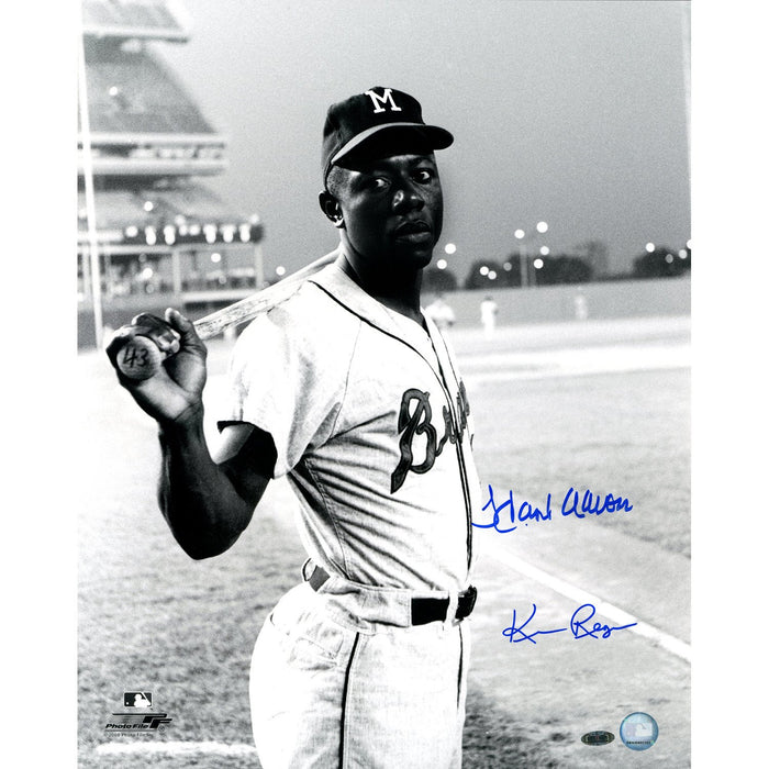 Hank Aaron Milwaukee Braves Uniform at Shea Stadium B&W 16x20 Photo Si ...