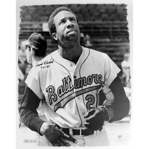 Frank Robinson Signed BW 20x24 Canvas w HOF 82 insc