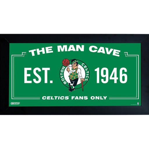 Boston Celtics Man Cave Sign 10x20 Framed Photo