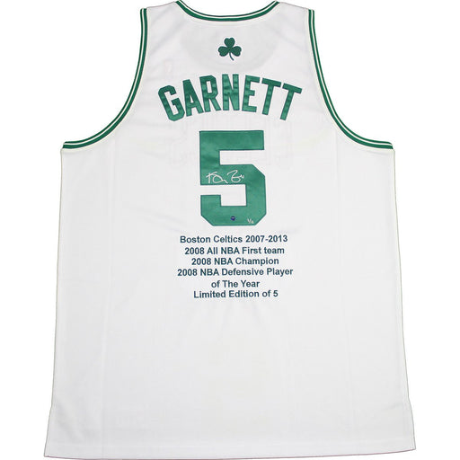 Kevin Garnett Signed Celtics Authentic White Jersey w Embroidered Stats (LE5)