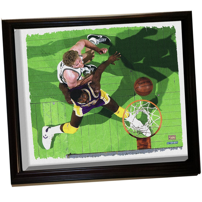 Larry Bird Magic Johnson Framed Stretched 22x26 Canvas