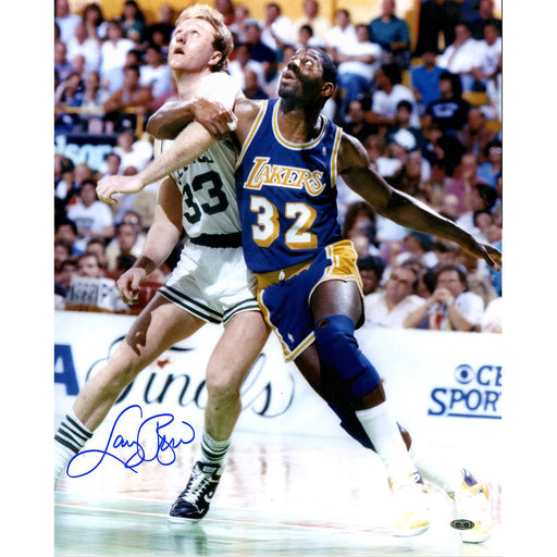 Larry Bird Signed Against Magic Johnson in NBA Finals 16x20 Photo