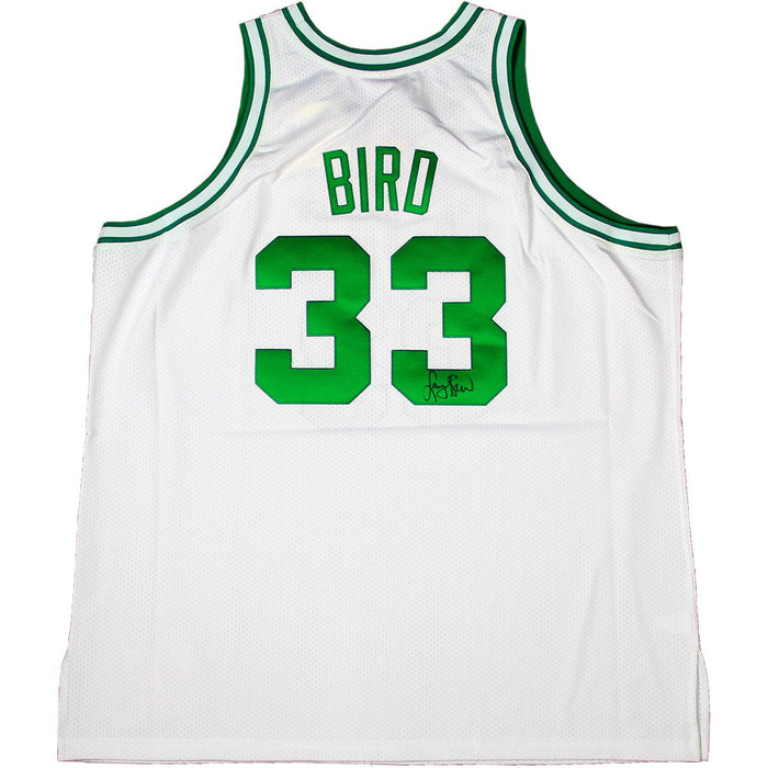 Larry Bird Signed Authentic White Celtics Jersey (Signed In Black)