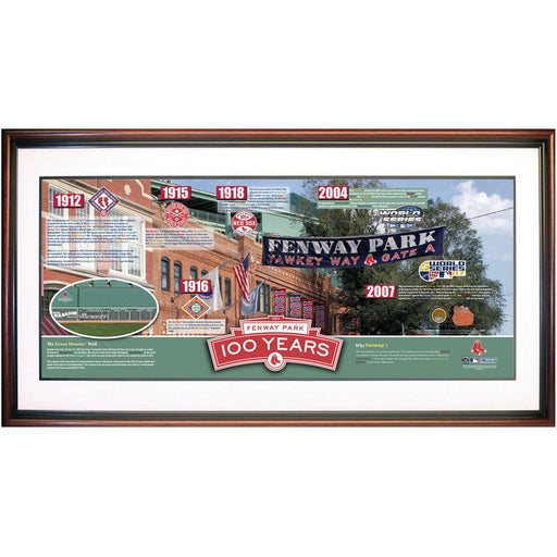 Fenway Park 100th Anniversary Dirt and Brick 14x32 Panoramic Timeline Collage