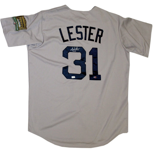 Jon Lester Signed Grey Red Sox Replica Jersey w 100th Anniversary Patch (MLB Auth)