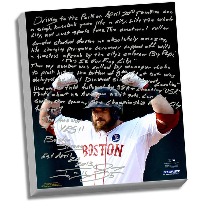 Jonny Gomes Facsimile Boston Strong Story Stretched 16x20 Canvas