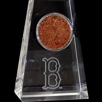 Tapered Crystal with Boston B Logo and Game Used Dirt from Fenway Park