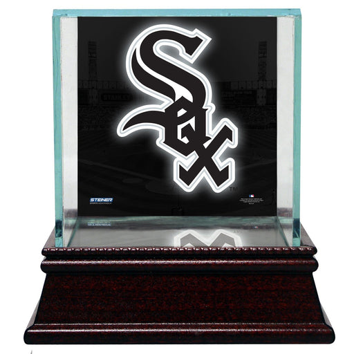 Chicago White Sox Glass Single Baseball Case with Team Logo Background