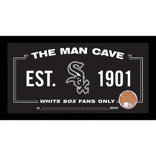 Chicago White Sox Man Cave Sign 6x12 Framed Photo With Authentic Game-Used Dirt Capsule (MLB Auth)