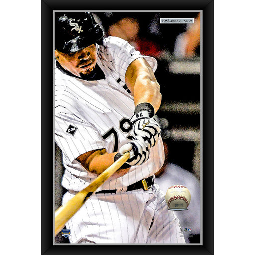 José Abreu 20x32 Baseball Holder Display w Game-Used Baseball (baseball is removable)