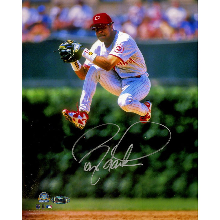 Barry Larkin Signed Jump Vertical 8x10 Photo