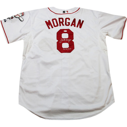 Joe Morgan Signed Cincinnati Reds White Jersey With 75-76 MVP Insc.