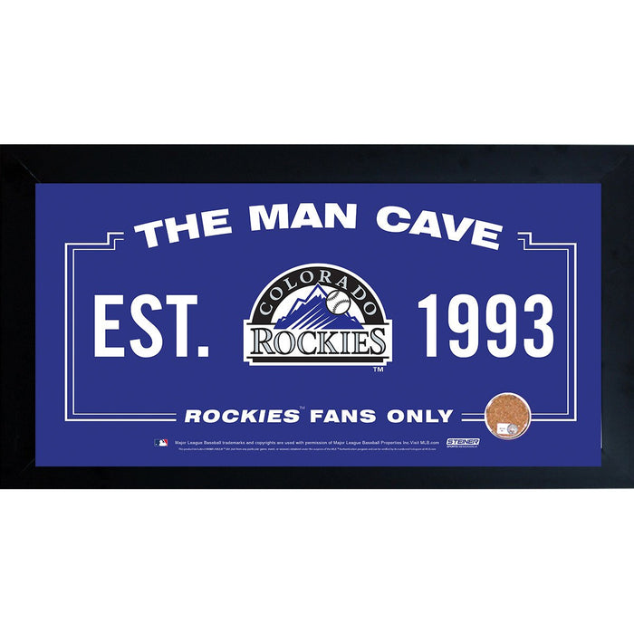 Colorado Rockies Man Cave Framed 10x20 Sign w Authentic Game-Used Dirt Capsule (MLB Auth)