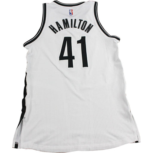 Justin Hamilton Brooklyn Nets Game Used #41 White Jersey (11/23 vs. Boston) (BKN02559) (XL)